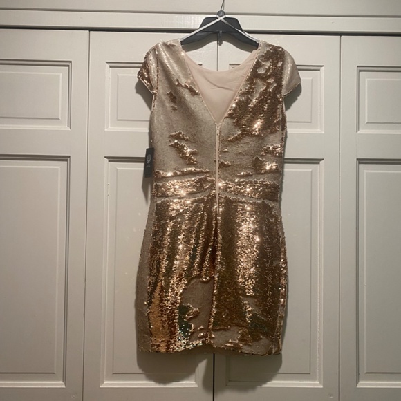 Vince Camuto Gold Sequined Mini Dress, Size 4 - Picture 10 of 10